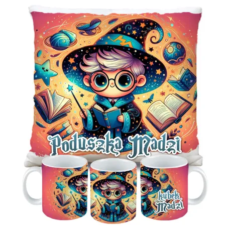 Magiczny zestaw prezentowy Poduszka i Kubek dla czarodzieja do szkoły magii